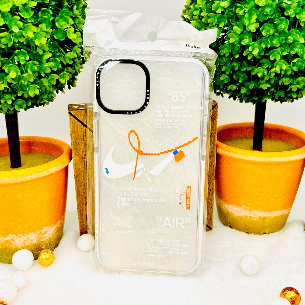 Nike OFF-WHITE clear protective phone case for iPhone 15 Plus